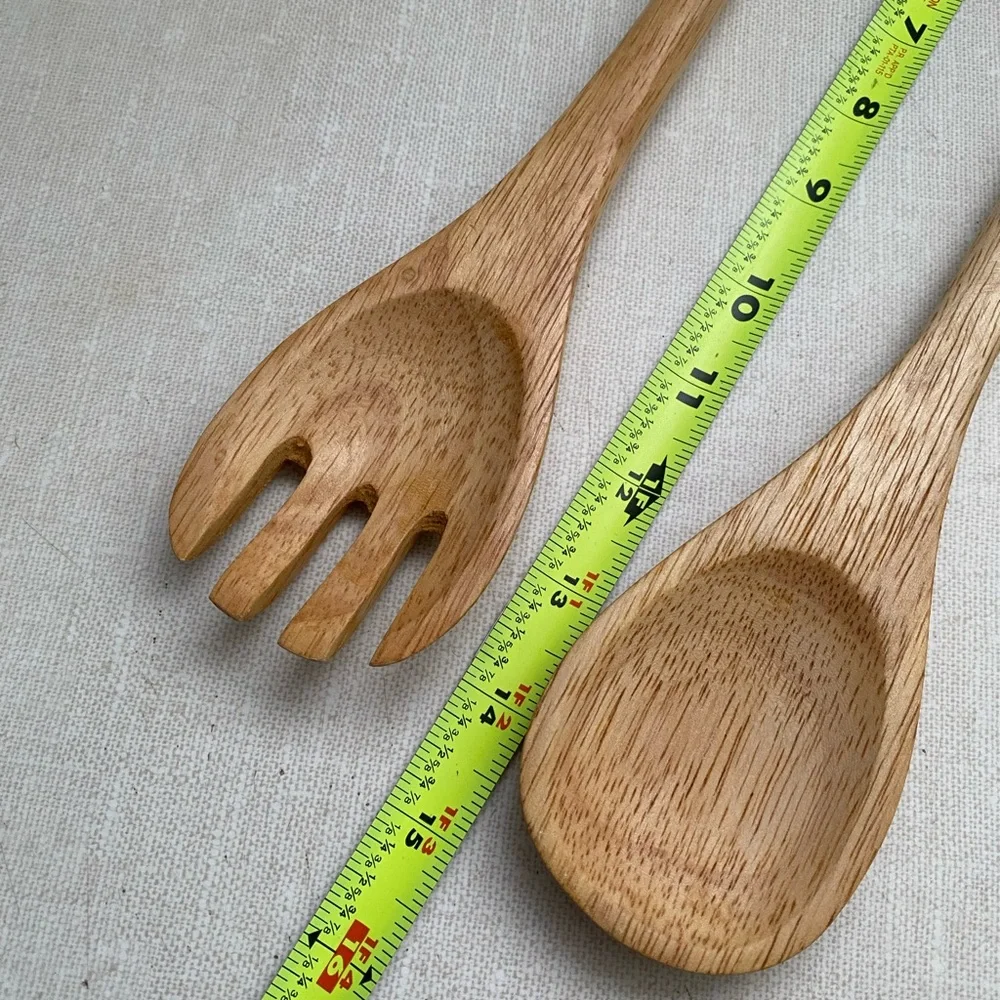 Vintage Christmas Wooden Salad Servers spoons with‎ Candy Cane Handles